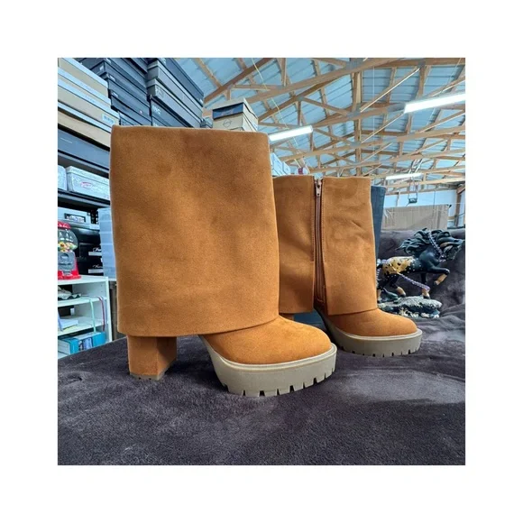 INC Rust Suede Like Women's Boots 8 - Picture 1 of 9